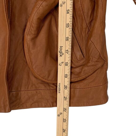 Doma Leather Motorcycle Jacket Cognac Soft Kid Size Small Full Zip Lined - Picture 5 of 13